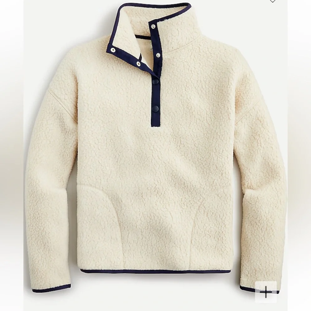 J. Crew Polartec® sherpa fleece half-snap pullover, medium